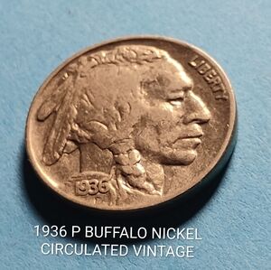 ✅❤️1936 P Buffalo Nickel Vintage Circulated Very Nice Looking